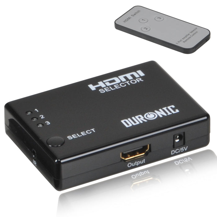 Zoomgoods HDMI Switch HRS1031]3 Port HDMI Auto Switch Box plus Remote - 3x1 HUB (3 way input 1 output) 1080p Full HD Switcher