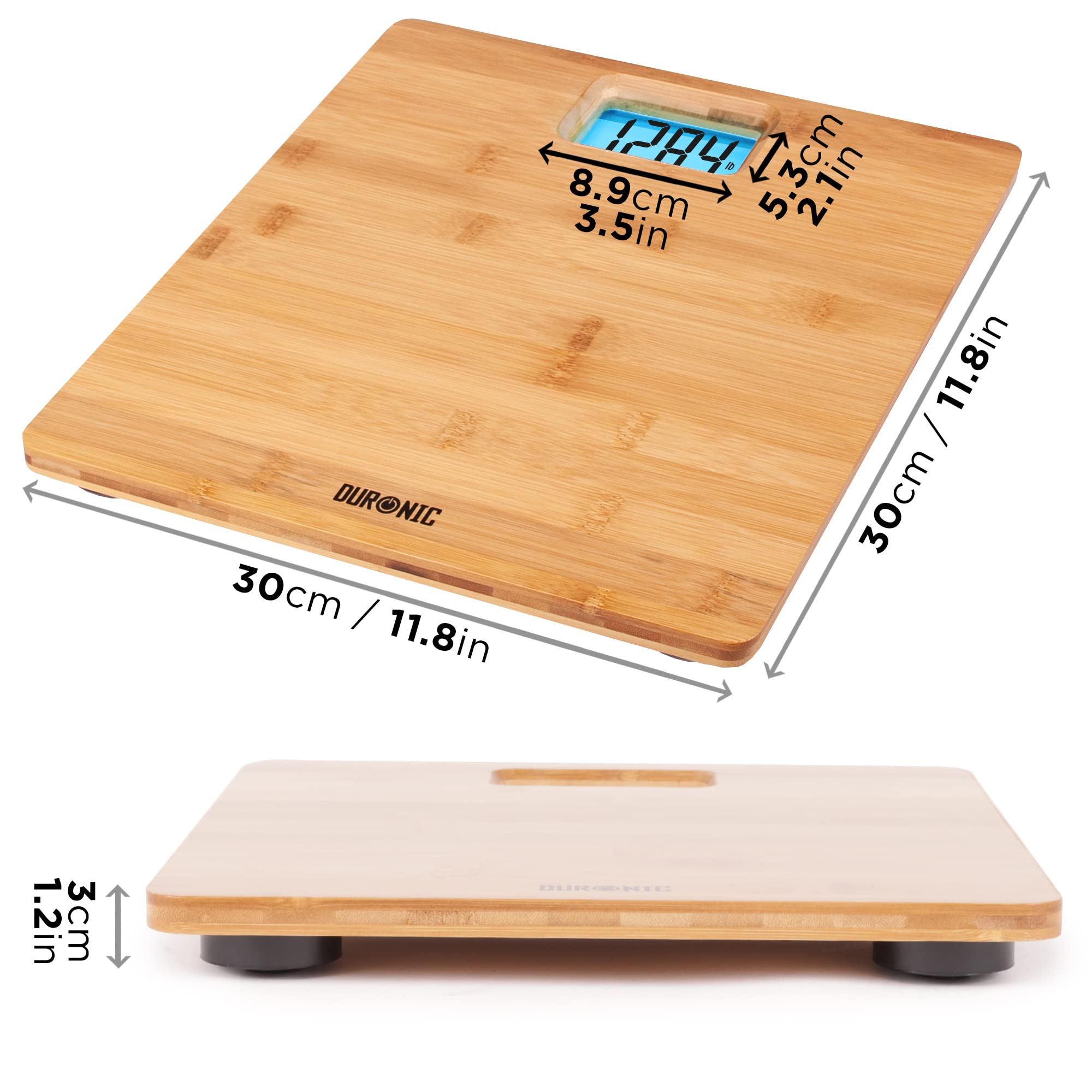 Zoomgoods Digital Bathroom Scales BS504 Body Weight Weighing Scales Stone lb kg High Precision Sensors 180kg Capacity Eco-Friendly Bamboo Design