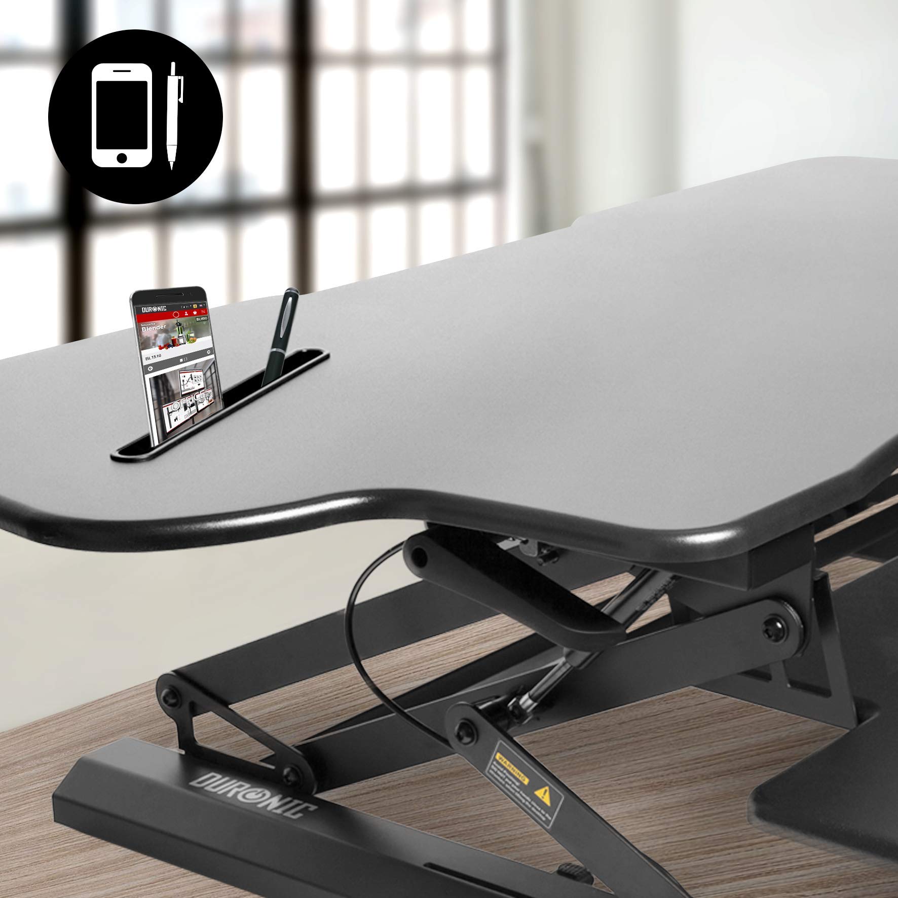 Zoomgoods Sit-Stand Desk DM05D4 | Height Adjustable Office Workstation | 120x59cm Platform | Raises from 15-50cm | Riser for PC Computer Screen, Keyboard, Laptop | Ergonomic Desktop Table Converter