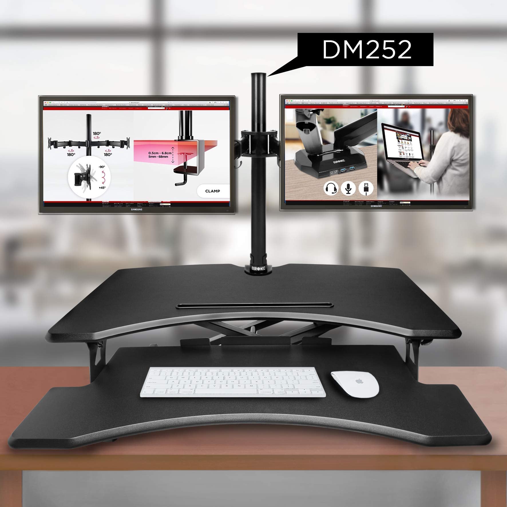 Zoomgoods Sit-Stand Desk DM05D17 | Height Adjustable Office Workstation | 82x45cm Platform | Raises from 12-49cm | Riser for PC Computer Screen, Keyboard, Laptop | Ergonomic Desktop Table Converter