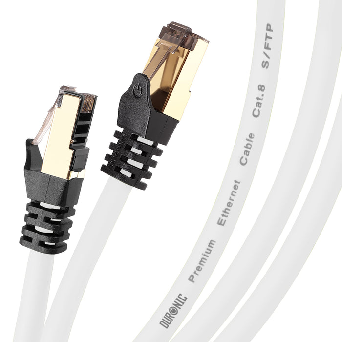 Zoomgoods Ethernet Cable 10M High Speed CAT 8 Patch Network Shielded Lead 2GHz / 2000MHz / 40 Gigabit, CAT8 SFTP Wire, Snagless RJ45 Super-Fast Data - White