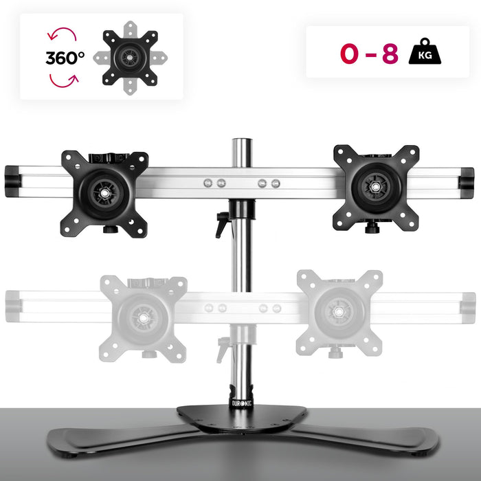 Zoomgoods Computer Monitor Arms Stand DM752 Dual Freestanding PC Multi Arm Desk Mount Height Adjustable Stands for VESA 75/100 Two 15-24 Inch LED LCD Screens 8kg Capacity Mounts Tilt -15/+15 Rotate 360 - Black