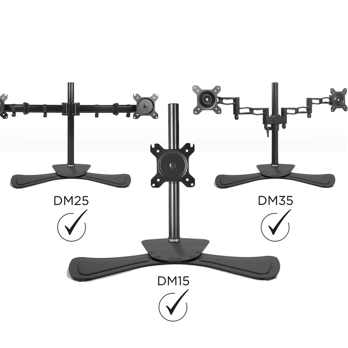 Zoomgoods DM75 Stand for Pole | Attaches to Zoomgoods DM15 DM25 DM35 DM453 Poles | Flat Freestanding Monitor Base for Desk | Heavy Duty Steel | Alternative Installation Solution to Clamp or Grommet Fixing