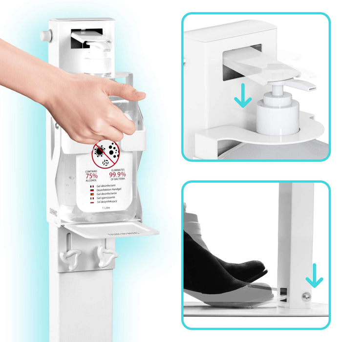 Zoomgoods Hand Gel Floor Standing Dispenser STF-S1L | Freestanding Sanitiser Holder with Drip Tray | Holds Zoomgoods S1000ML 1 Litre Pump Bottle | Stand Has Secure Locking Feature to Prevent Theft