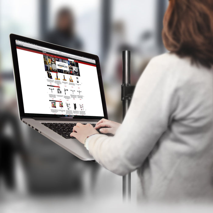 Zoomgoods Monitor and Laptop Stand DM25L1X1, Dual Monitor Arms for 13-27” Screens, Adjustable Monitor Stand Riser Clamp for 13-27” Screen Desk Mount with VESA 75/100 for Home Office Work