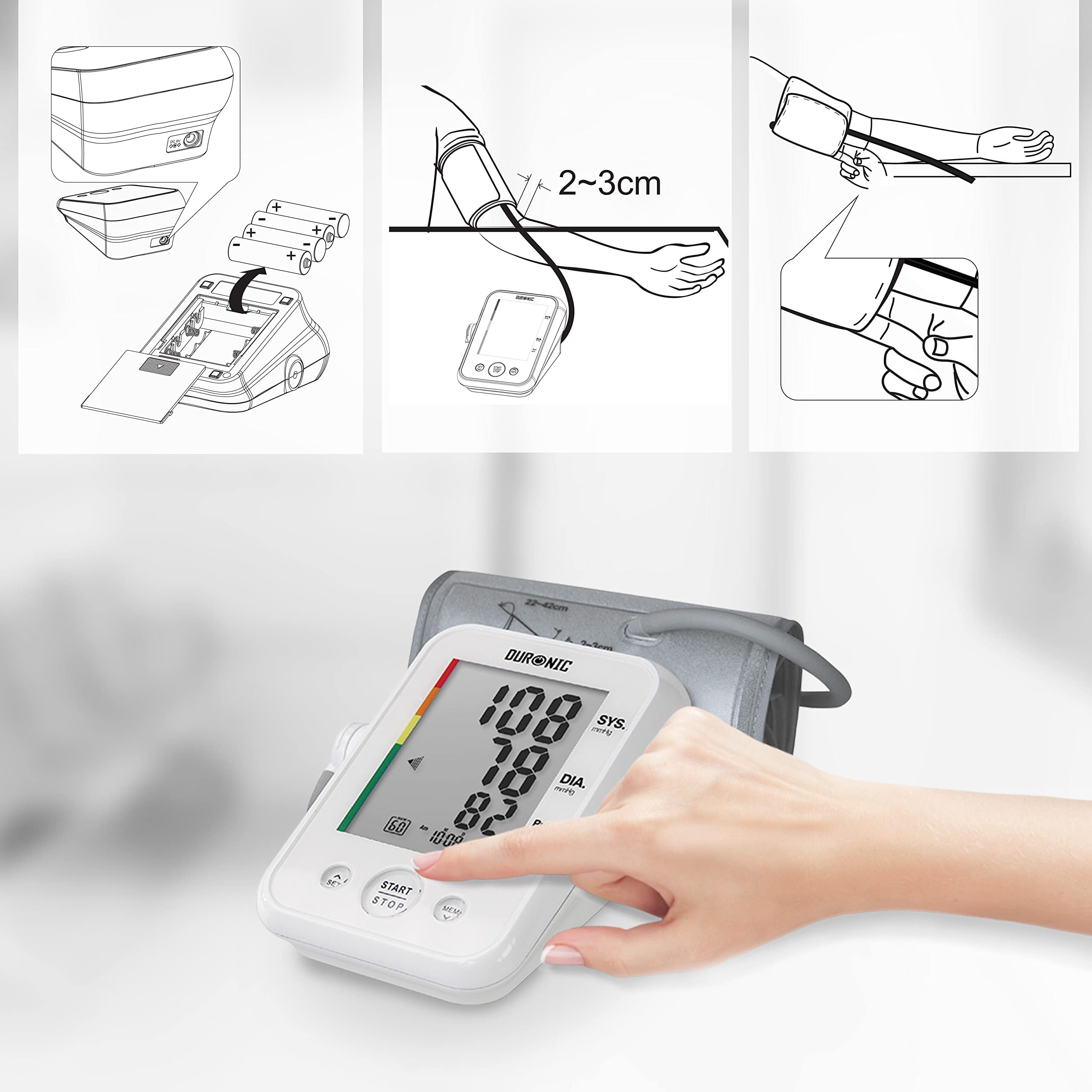 Zoomgoods Blood Pressure Monitor BPM150 CE Approved and Medically Certified Automatic Upper Arm Heart Rate Detector with Adjustable Cuff (22cm-42cm) for Accurate Home use