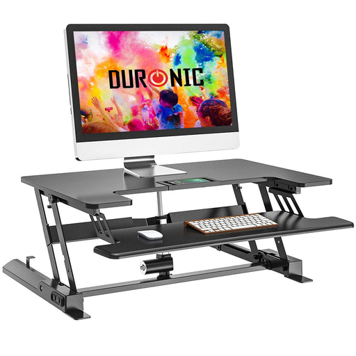 Zoomgoods Sit-Stand Desk DM05D7 | Electric Height Adjustable Office Workstation | 92x55cm Platform | Raises from 18-41cm | Riser for PC Computer Screen, Keyboard, Laptop | Ergonomic Desktop Converter