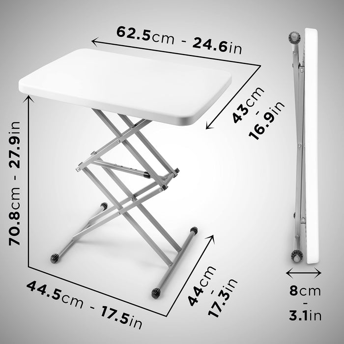 Zoomgoods Folding Table CT13, Height Adjustable Scissor Table, Garden Trestle Table, Portable Occasional Table for BBQ, Picnic, Party, Crafting, TV Dinner, Camping, Laptop Work Desk