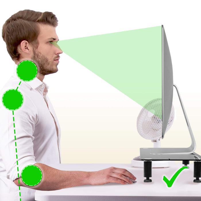 Zoomgoods Monitor Stand Riser DM052-2 | Laptop and Screen Stand for Desktop | Black Tempered Glass | Support for a TV or PC Computer Monitor | Ergonomic Office Desk Shelf | 20kg Capacity | 56cm x 24cm