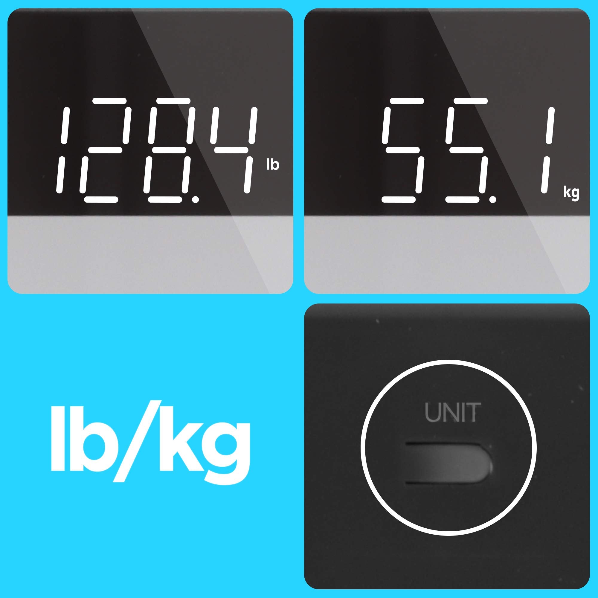 Zoomgoods Digital Bathroom Body Scales BS303 | Measures Body Weight in Kilograms and Pounds | Silver/Black Design | Step-On Activation | Precision Sensors | 180kg Capacity