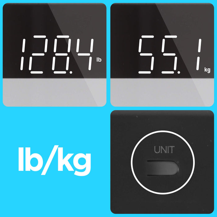 Zoomgoods Digital Bathroom Body Scales BS303 | Measures Body Weight in Kilograms and Pounds | Silver/Black Design | Step-On Activation | Precision Sensors | 180kg Capacity