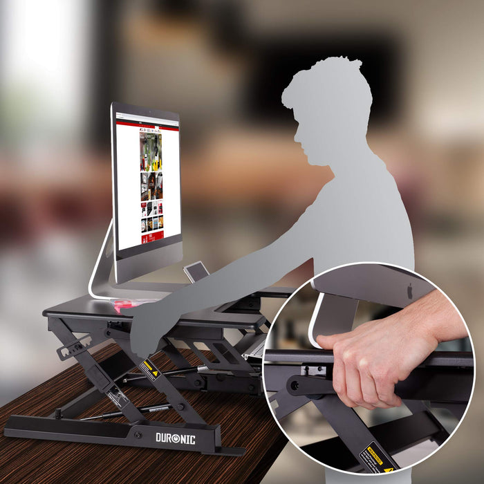 Zoomgoods Sit-Stand Desk DM05D19 | Height Adjustable Office Workstation | 72x56cm Platform | Raises from 16-42cm | Riser for PC Computer Screen, Keyboard, Laptop | Ergonomic Desktop Table Converter