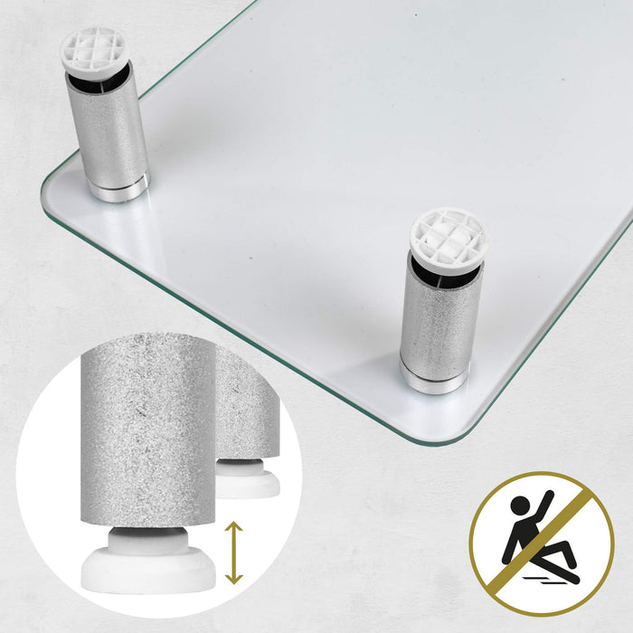 Zoomgoods Monitor Stand Riser DM052-3 | Laptop and Screen Stand for Desktop | Clear Tempered Glass | Support for a TV or PC Computer Monitor | Ergonomic Office Desk Shelf | 20kg Capacity | 70cm x 24cm