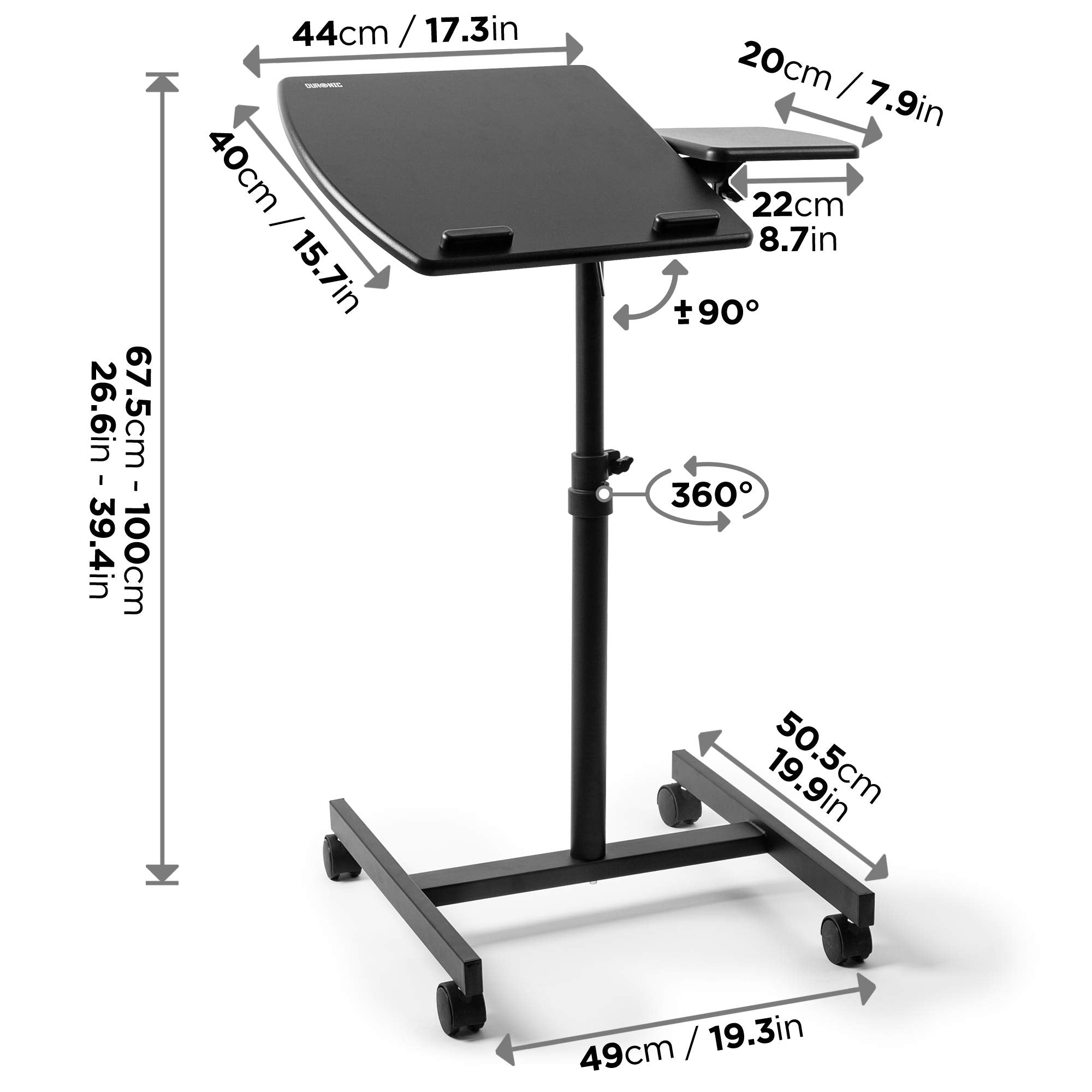 Zoomgoods Projector Stand / Sit-Stand Desk WPS17 | Portable Ergonomic Desk for Laptop | Multi-Use Video Projector Floor Table | Adjustable Height | 2-Way Tilt | 10kg Capacity