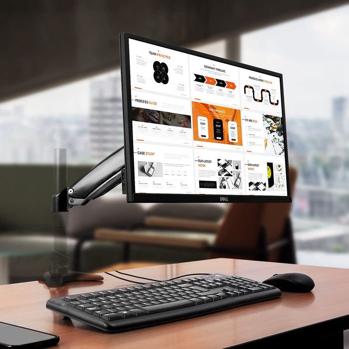 Zoomgoods Monitor Stand Spare Arm DML5S1, DM55 Whole Arm and VESA Head, Compatible with All Zoomgoods Desk Mount Poles, Black, Steel, VESA Head Rotates 360°, Tilts +85°/-90°, Fits VESA 75/100