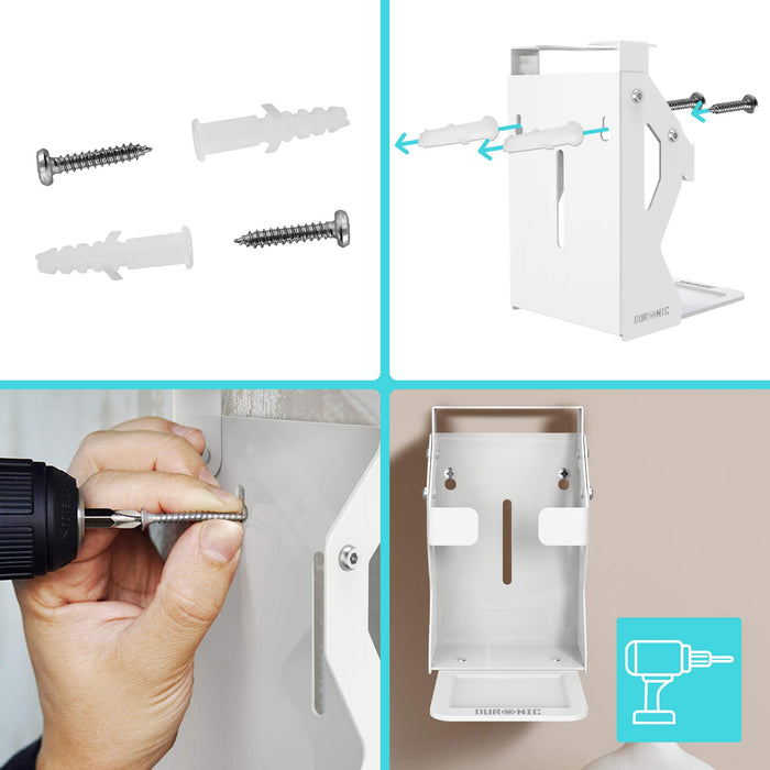 Zoomgoods Hand Gel Wall-Mounted Dispenser STW-S1L | Wall Bracket for Sanitiser with Drip Tray | Holds Zoomgoods S1000ML 1 Litre Pump Bottle | Secure Locking Feature to Prevent Theft | Easy Installation