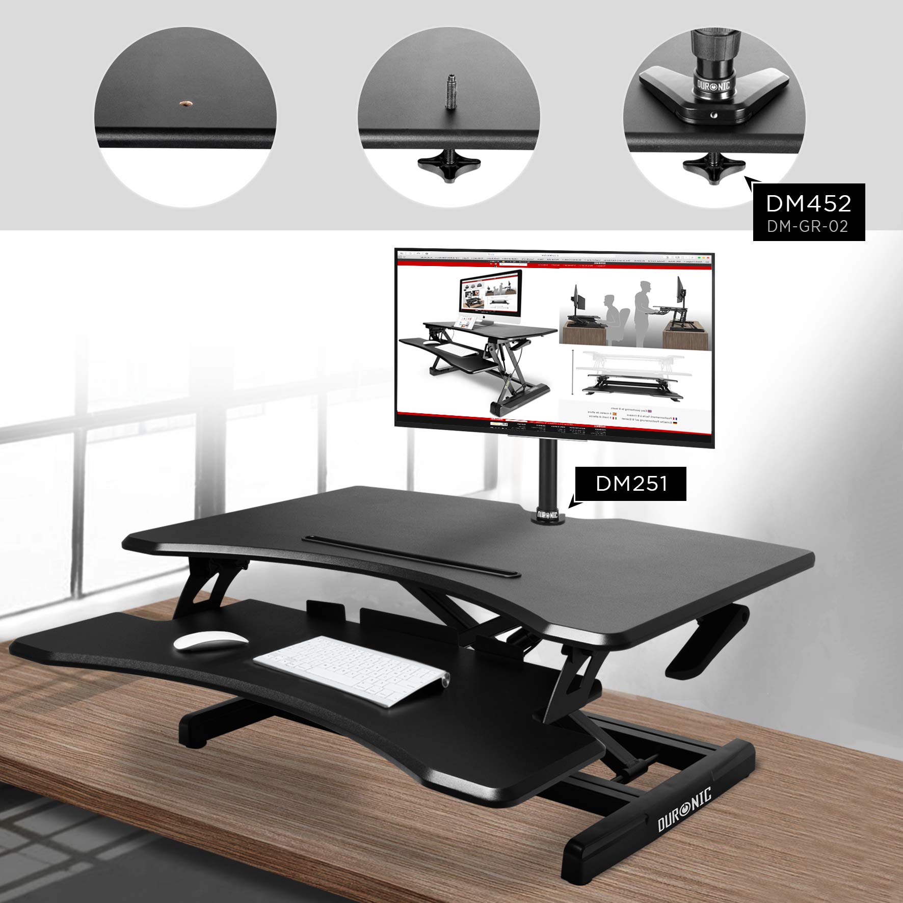 Zoomgoods Sit-Stand Desk DM05D16 | Height Adjustable Office Workstation | 77x50cm Platform | Raises from 12-43cm | Riser for PC Computer Screen, Keyboard, Laptop | Ergonomic Desktop Table Converter