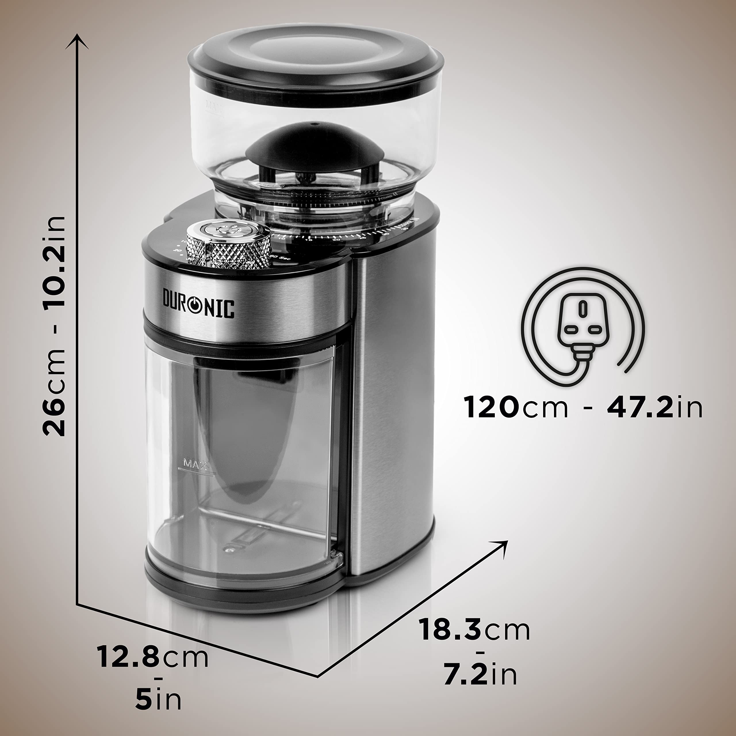 Zoomgoods Burr Coffee Grinder BG200, Conical Burr Grinder for Coffee Beans, Electric Burr Grinder with 35 Grind Settings, Makes up to 12 Cups, 200W, 200g Capacity