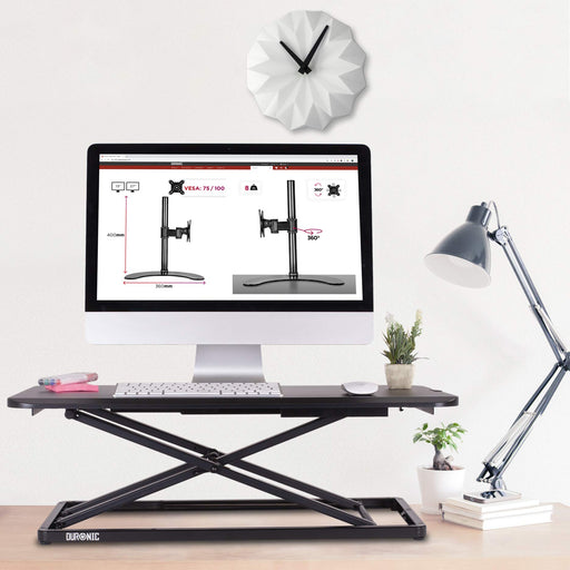 Zoomgoods Sit-Stand Desk DM05D20 | Height Adjustable Office Workstation | 74x45cm Platform | Riser for PC Computer Screen, Keyboard, Laptop | 10kg Capacity | Ergonomic Desktop Table Converter…