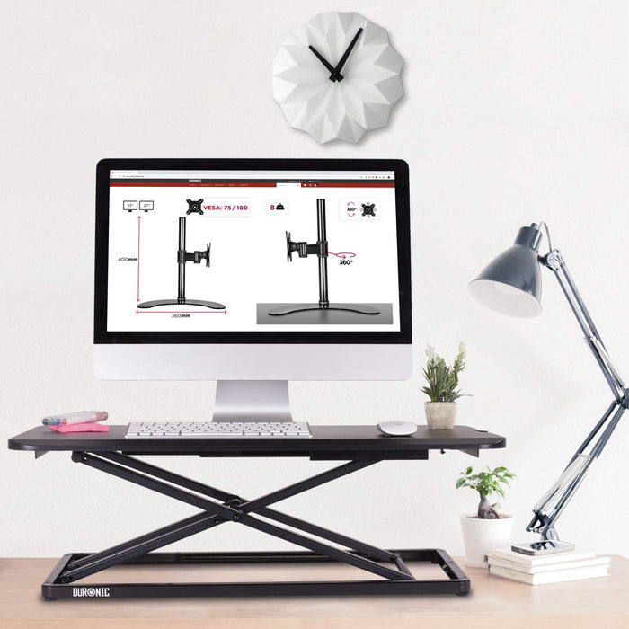 Zoomgoods Sit-Stand Desk DM05D20 | Height Adjustable Office Workstation | 74x45cm Platform | Riser for PC Computer Screen, Keyboard, Laptop | 10kg Capacity | Ergonomic Desktop Table Converter…