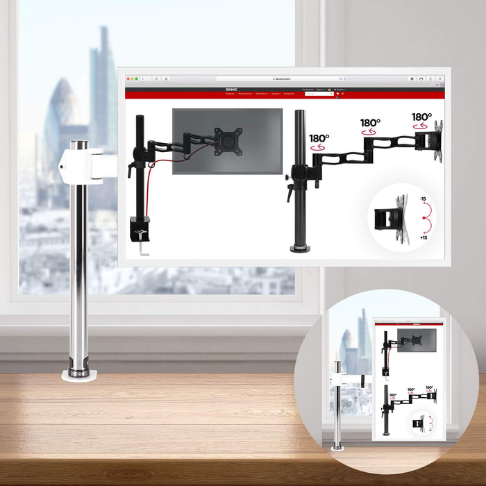 Zoomgoods Single Monitor Arm DM251X3 Height Adjustable Monitor Stand Riser Clamp for 13-27” PC screens Monitor Desk Mounts with VESA 75/100 Monitor Mount with 8kg capacity Monitor Stand for Desk Gaming WHITE