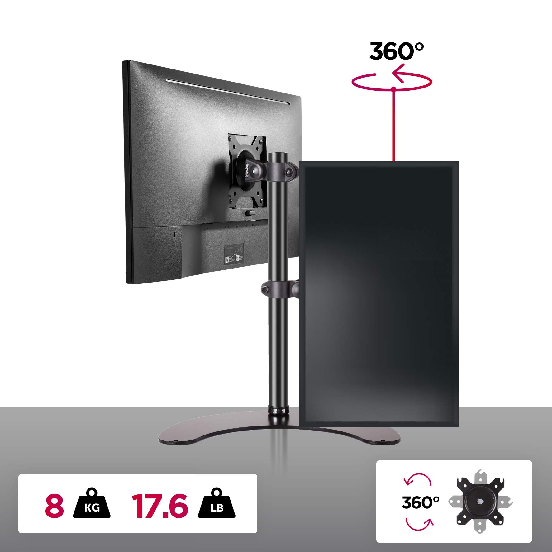 Zoomgoods Monitor Stand DM15D1, Monitor Arm for 13-32” PC LED Screens, Adjustable Tilt Single Monitor Mount, Gaming Monitor Desk Mount with VESA 75 100, Monitor Riser for Work & Home Office Desk