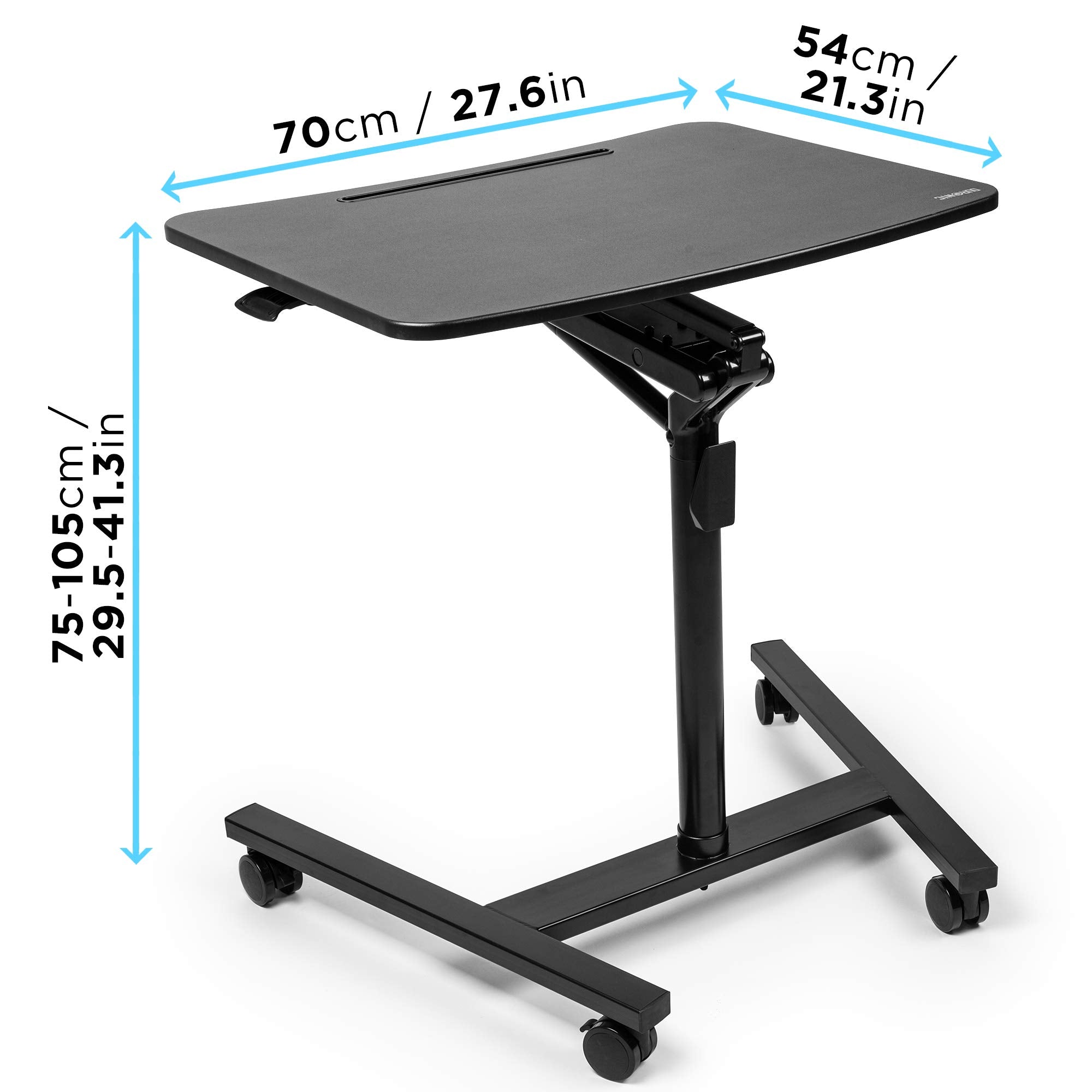 Zoomgoods Projector Stand / Sit-Stand Desk WPS37 | Multi-Use Video Projector Floor Table on Wheels| Movable Ergonomic Desk with Tablet Support | Portable | Adjustable Height and Reach | 10kg Capacity