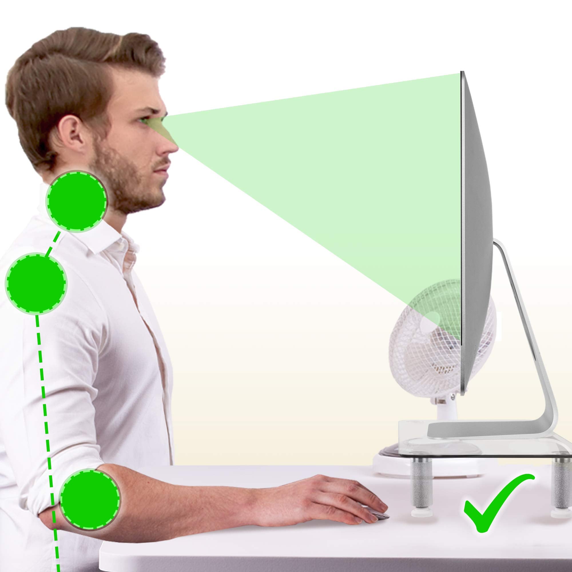 Zoomgoods Monitor Stand Riser DM052-1 | Laptop and Screen Stand for Desktop | Clear Tempered Glass | Support for a TV or PC Computer Monitor | Ergonomic Office Desk Shelf | 20kg Capacity | 56cm x 24cm