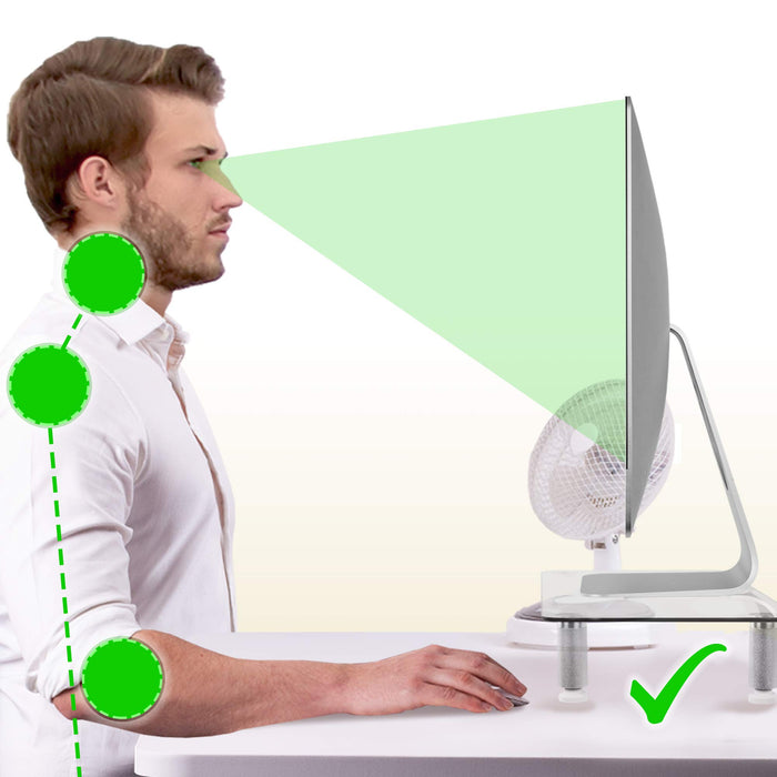 Zoomgoods Monitor Stand Riser DM052-1 | Laptop and Screen Stand for Desktop | Clear Tempered Glass | Support for a TV or PC Computer Monitor | Ergonomic Office Desk Shelf | 20kg Capacity | 56cm x 24cm