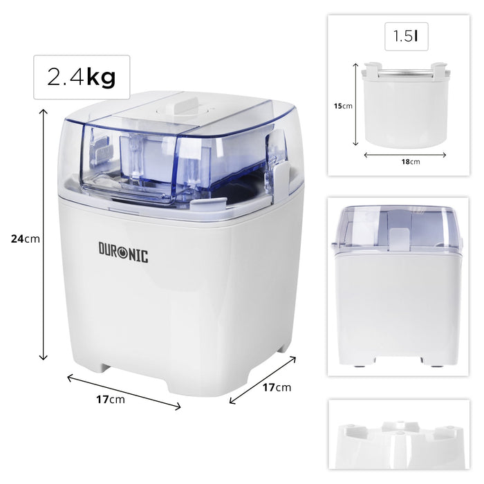 Zoomgoods Ice Cream Maker Machine IM540 Homemade Gelato, Sorbet, Frozen Yoghurt Maker, Soft Serve Dessert Makers, Fresh Creamy Ice Cream in 30 Min, Compact Portable Design, Ideal for Family Home Recipes
