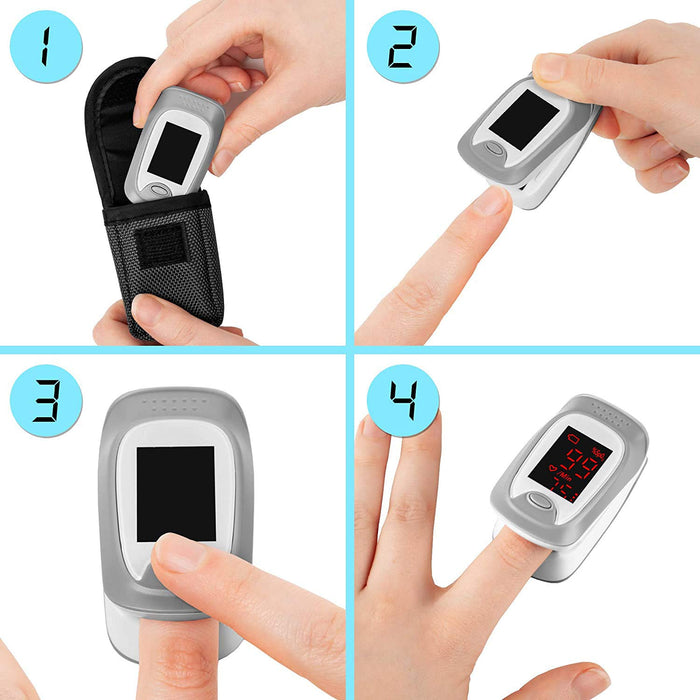 Zoomgoods Fingertip Pulse Oximeter OX01R Blood Oxygen Level Monitor for Measuring Blood Oxygen & Pulse Rate, Finger Pulse Monitor with Lanyard & Carry Pouch