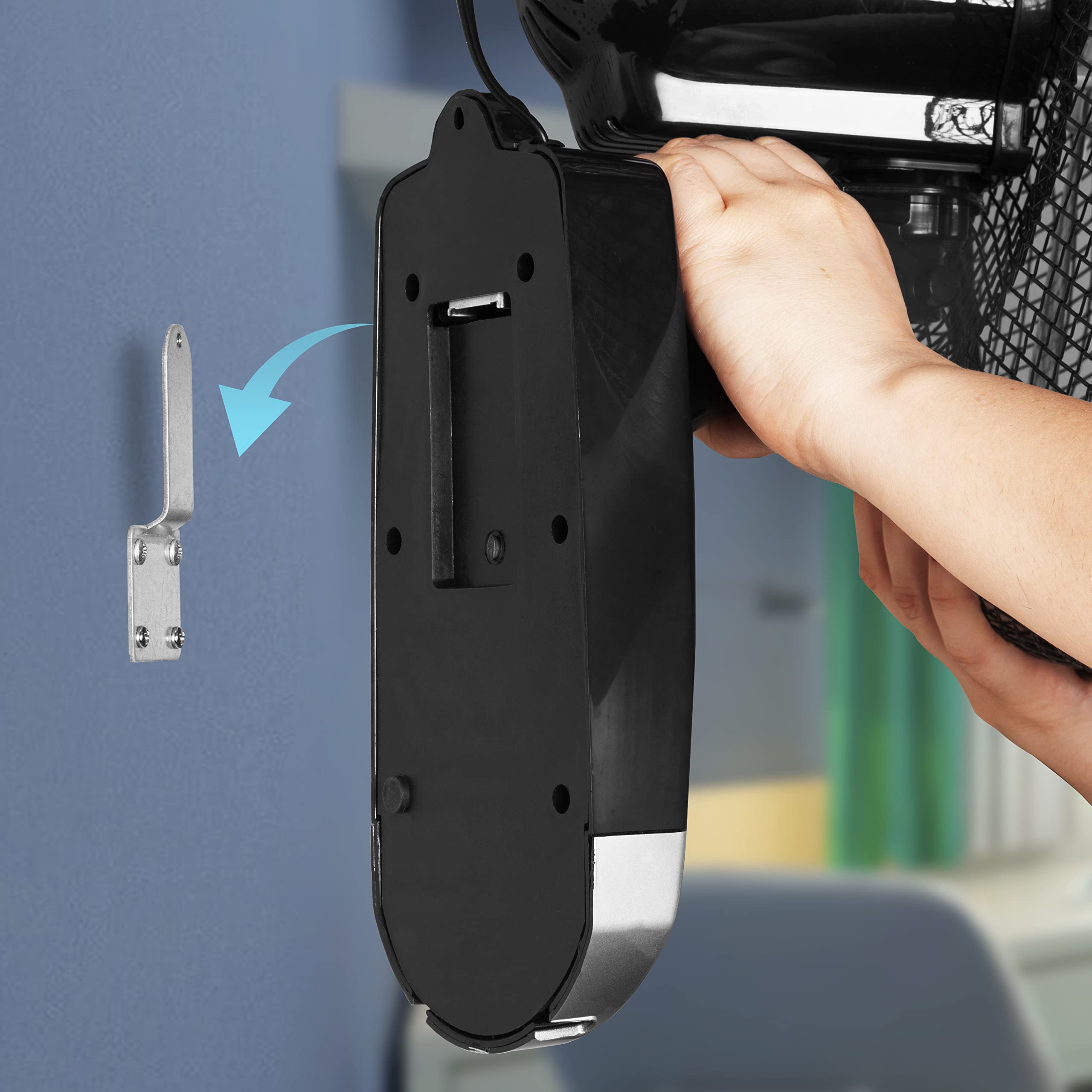 Zoomgoods Wall Fan FN55 Wall Mounted Fans with Remote Control, 16 Inch  3 Speeds, Timer, Black Fan Oscillating Head with 5 Blades for Ultimate Air Cooling For Home, Office