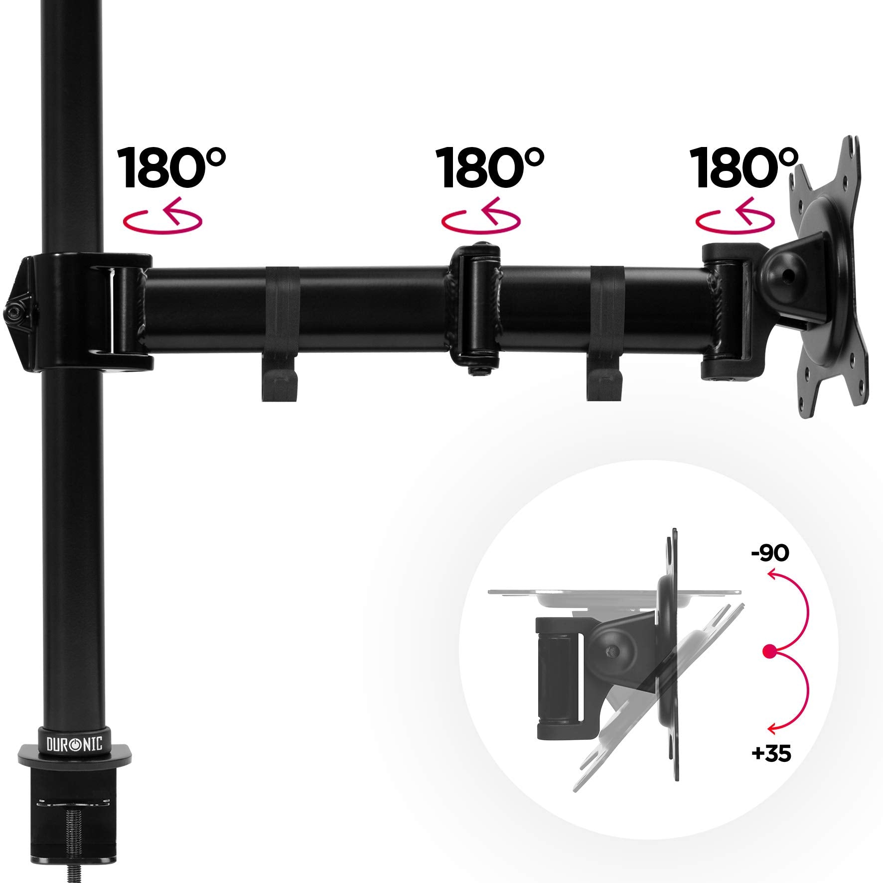 Zoomgoods Single Monitor Arm DM251X3 Height Adjustable Monitor Stand Riser Clamp for 13-27” PC screens Monitor Desk Mounts with VESA 75/100 Monitor Mount with 8kg capacity Monitor Stand for Desk Gaming