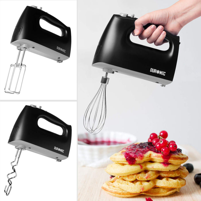 Zoomgoods Hand Mixer Electric Whisk HM4 BK Kitchen Handheld Hand Held Food Mixers for Baking, Dough, Bread, Eggs, Cake Mix, Cream, Brownie Maker Mixer with Whisker Hooks Beater Storage Case 400W - Black