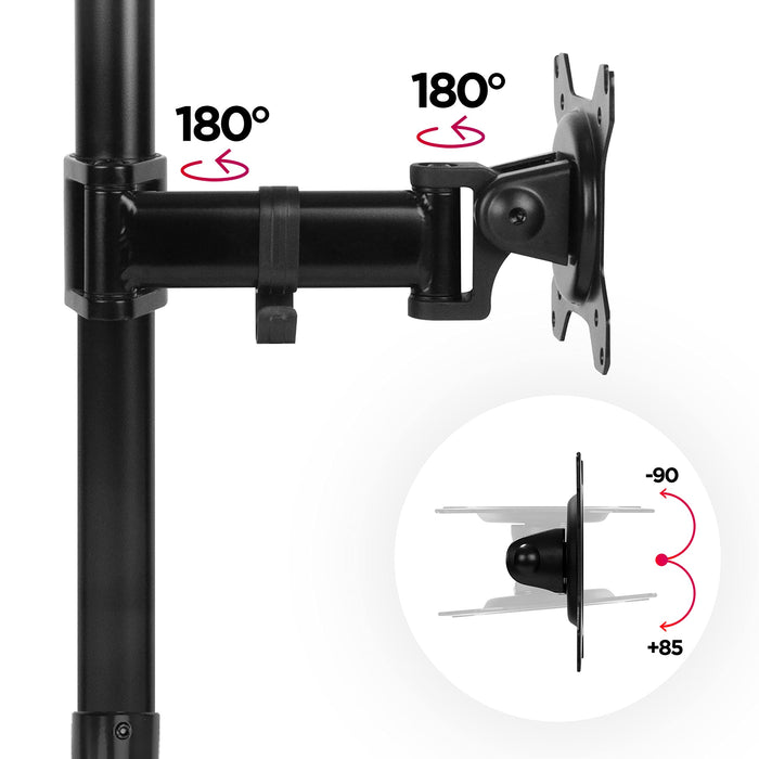 Zoomgoods Dual Monitor Arms DMT252VX1 Height Adjustable PC Monitor Stand with 100cm Pole C Clamp Monitor Risers for 13-27” Screens Desk Mounts with 8kg Capacity and VESA 75/100 for Home Office Work