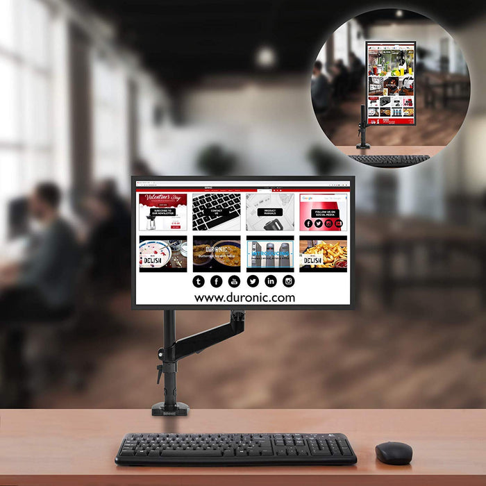 Zoomgoods Monitor Arm Stand DMG51X2 | Single PC Desk Mount | Height Adjustable | For One 13-24 Inch LED LCD Screen | VESA 75/100 | 6.5kg Capacity | Tilt +90°/-45°, Swivel 180°,Rotate 360°