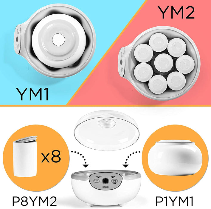 Zoomgoods Spare Small Yoghurt Pots P8YM2 | Set of 8 Ceramic Jars | Compatible with Zoomgoods YM1 and YM2 Yogurt Maker Machines | Eight 125ml Individual Portion Size Pots