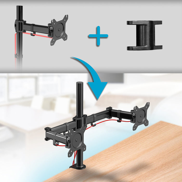 Zoomgoods Dual Arm Holder DM25MJ, Joint Attachment Suitable for All DM25 Monitor Arms, Joins 2x DM25 Arms Together for Mounting onto Desk Mount Pole, Steel – Black