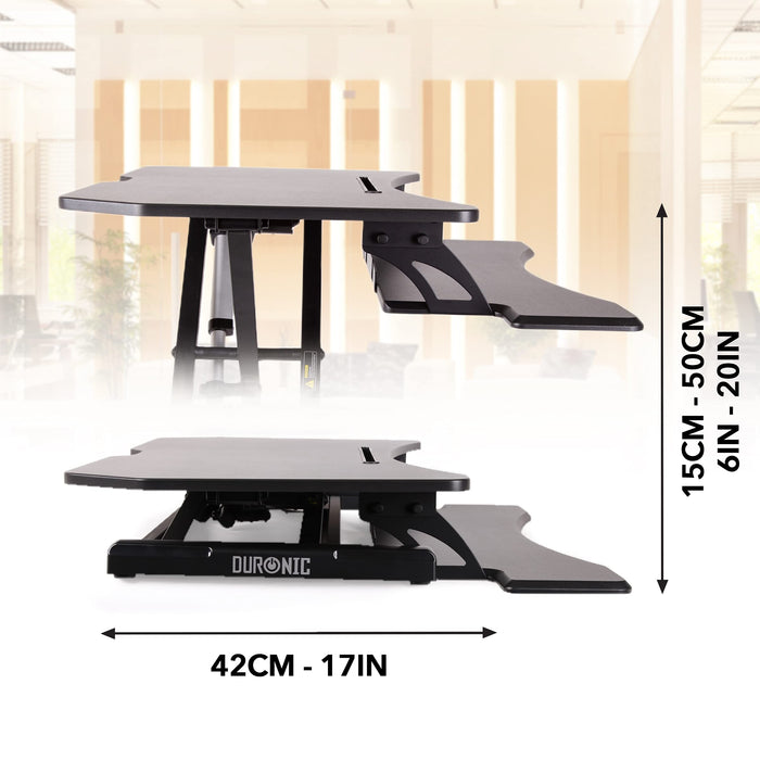 Zoomgoods Sit-Stand Desk DM05D22 | Electric Height Adjustable Office Workstation | 85x50cm Platform | Rise from 15-50cm | For PC Computer Screen, Keyboard, Laptop | Ergonomic Desktop Table Converter