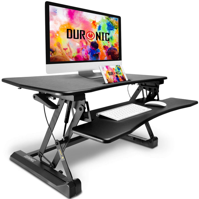 Zoomgoods Sit-Stand Desk DM05D2 | Height Adjustable Office Workstation | 90x59cm Platform | Raises from 14-50cm | Riser for PC Computer Screen, Keyboard, Laptop | Ergonomic Desktop Table Converter