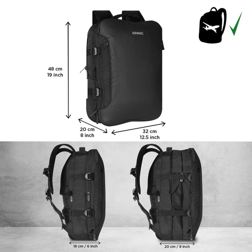 Zoomgoods Travel Cabin Bags LB25 Underseat Carry-Ons Bag with Laptop Sleeve Overnight Bag with Pockets, Backpack & Hand Luggage for Holiday, Work with United Airlines Emirates EasyJet Virgin Atlantic