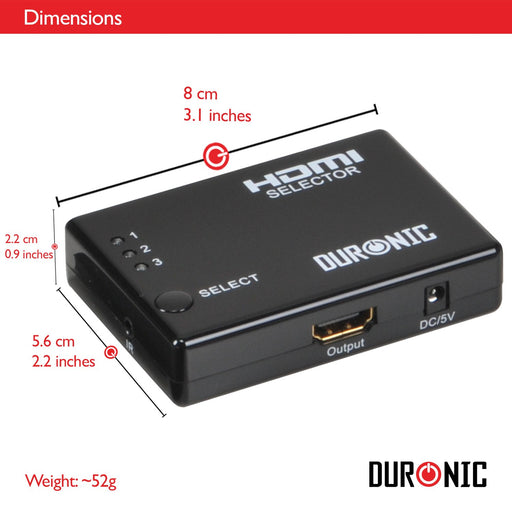 Zoomgoods HDMI Switch HRS1031]3 Port HDMI Auto Switch Box plus Remote - 3x1 HUB (3 way input 1 output) 1080p Full HD Switcher