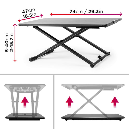Zoomgoods Sit-Stand Desk DM05D24 | Height Adjustable Office Workstation | 74x47cm Platform | Raises from 5-40cm | Riser for PC Computer Screen, Keyboard, Laptop | Ergonomic Desktop Table Converter…