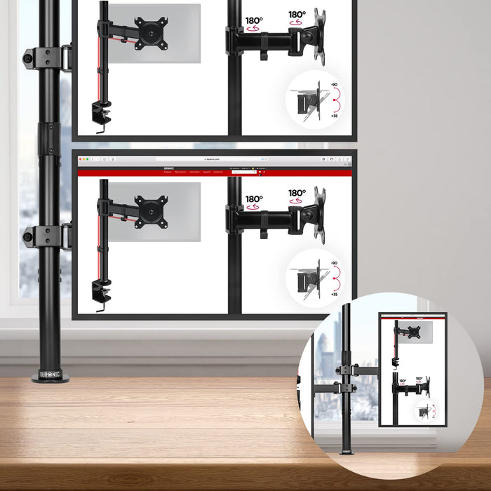 Zoomgoods Dual Monitor Stand DMT152VX1, Dual Monitor Arm Desk Mount for two 13-27” PC Screens, Height Adjustable Monitor Mounts with 100cm Pole & VESA 75 100, Monitor Riser for Home Office Work Desk