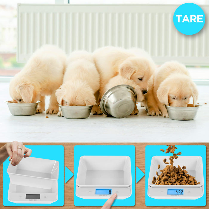 Zoomgoods Digital Kitchen Scales KS100 WH Electronic Kitchen Scale with Bowl Measuring Weighing Scale White Baking Scale for Cooking Baking Mail Pet Food Measurement Baker Weight Scale, Tare LCD Display