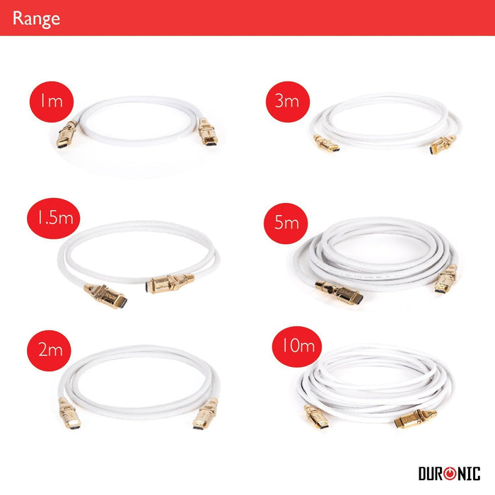 Zoomgoods HDMI Cable [ HDC01 /10] | 10 Metre | WHITE | 1080p High Speed HDMI & Ethernet Lead | 24K Gold Plated Swivel Connectors | Good for PS4, PS3, Xbox, Nintendo, Sky+ HD, Virgin, TV, DVD, BluRay