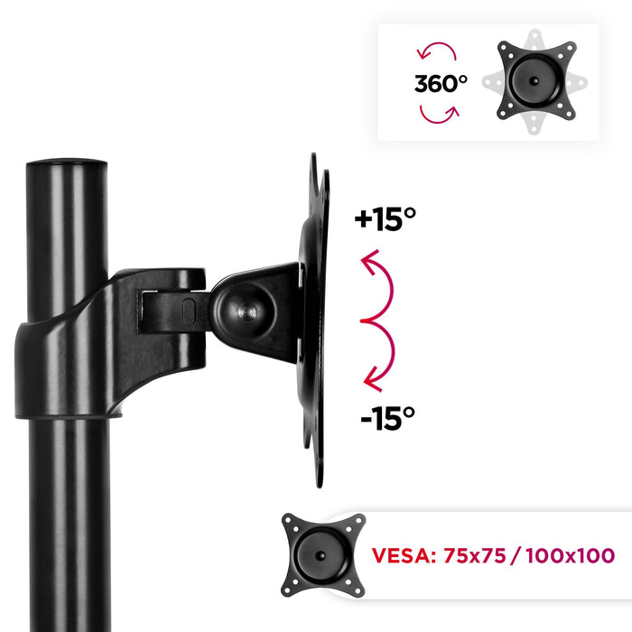 Zoomgoods Monitor Arm Stand VESA Head DM45 DM55 DM65 DMG | Mounting Head to Use with Any Zoomgoods Desk Mount Pole Bracket | Rotates and Tilts | Fits VESA 75/101