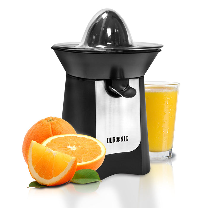 Zoomgoods Citrus Juicer JE6 BK | Electric Juice Extractor | Powerful 100W | Black and Stainless-Steel | 2 Cone Sizes | Dripless Spout | Squeezes and Presses Different Sized Fruits: Oranges, Lemons...
