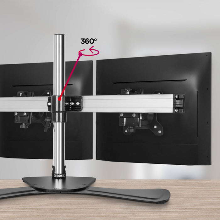 Zoomgoods Computer Monitor Arms Stand DM752 Dual Freestanding PC Multi Arm Desk Mount Height Adjustable Stands for VESA 75/100 Two 15-24 Inch LED LCD Screens 8kg Capacity Mounts Tilt -15/+15 Rotate 360 - Black
