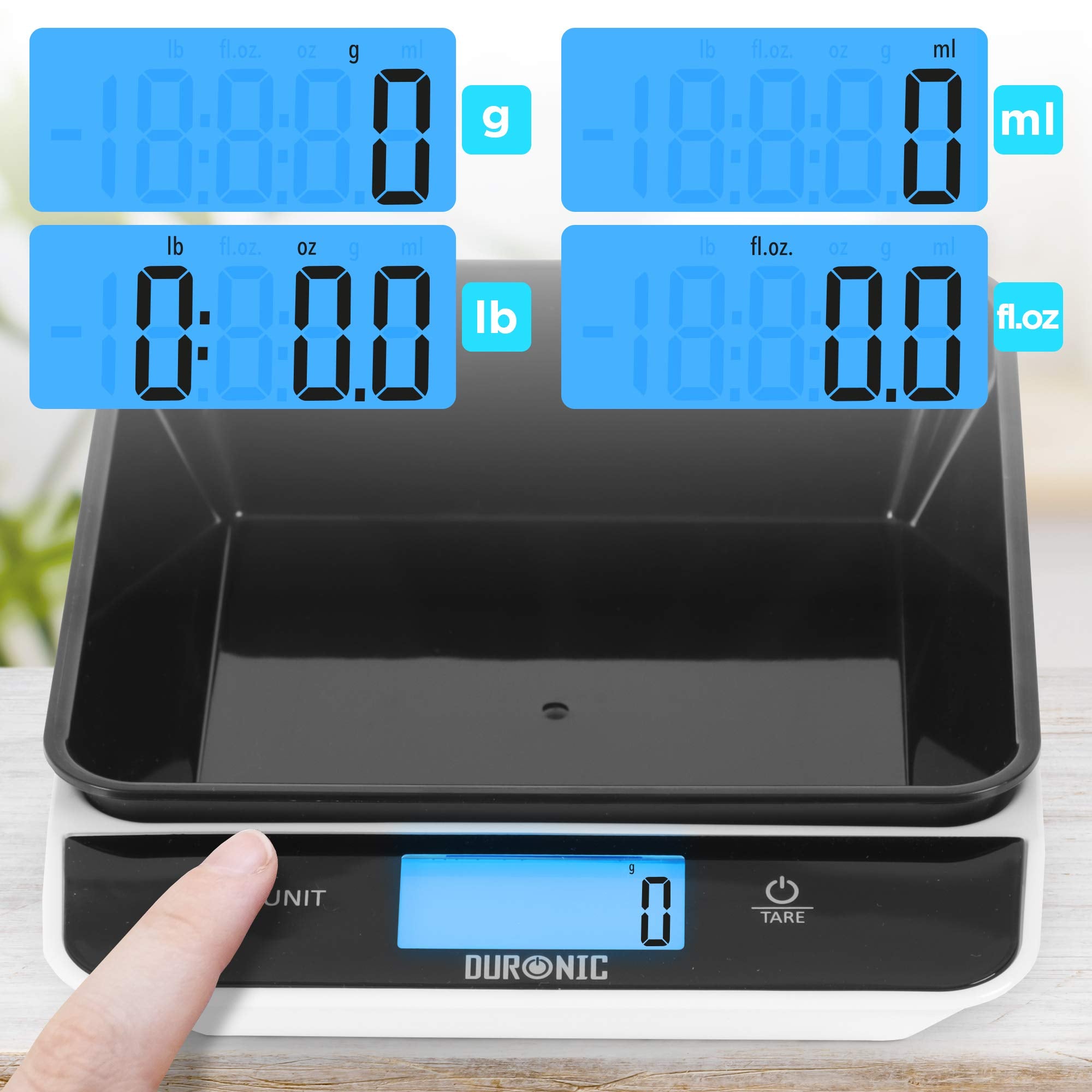 Zoomgoods Digital Kitchen Scales KS100 BK Electronic Kitchen Scale with Bowl Measuring Weighing Scale Black Baking Scale for Cooking Baking Mail Pet Food Measurement Baker Weight Scale, Tare LCD Display